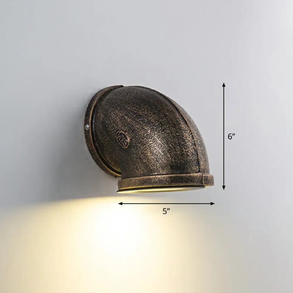 Bronze Pipe Corner LED Wall Light with Glass Diffuser - Industrial Metal Garage Sconce -  - DINIBLO 