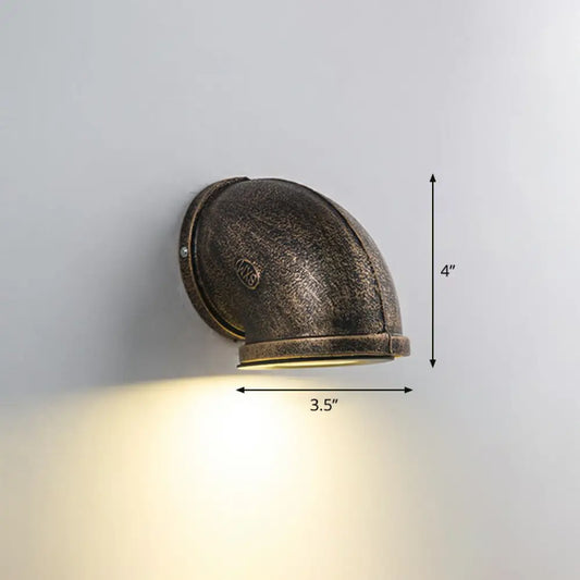 Bronze Pipe Corner LED Wall Light with Glass Diffuser - Industrial Metal Garage Sconce -  - DINIBLO 