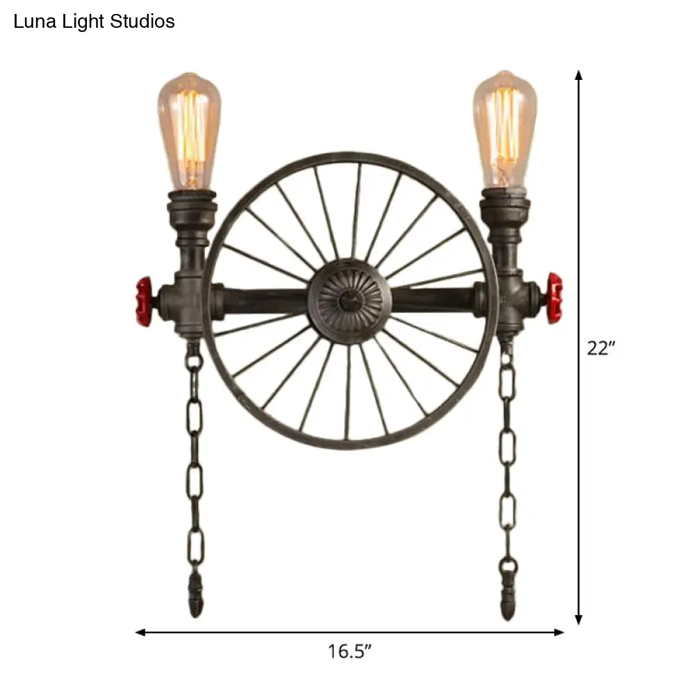 Bronze Steampunk Wall Sconce with Chain and Valve - 2/4-Head Iron Light Fixture -  - DINIBLO 