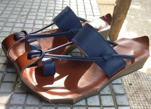 Curved Retro Leather Sandals -  - DINIBLO 