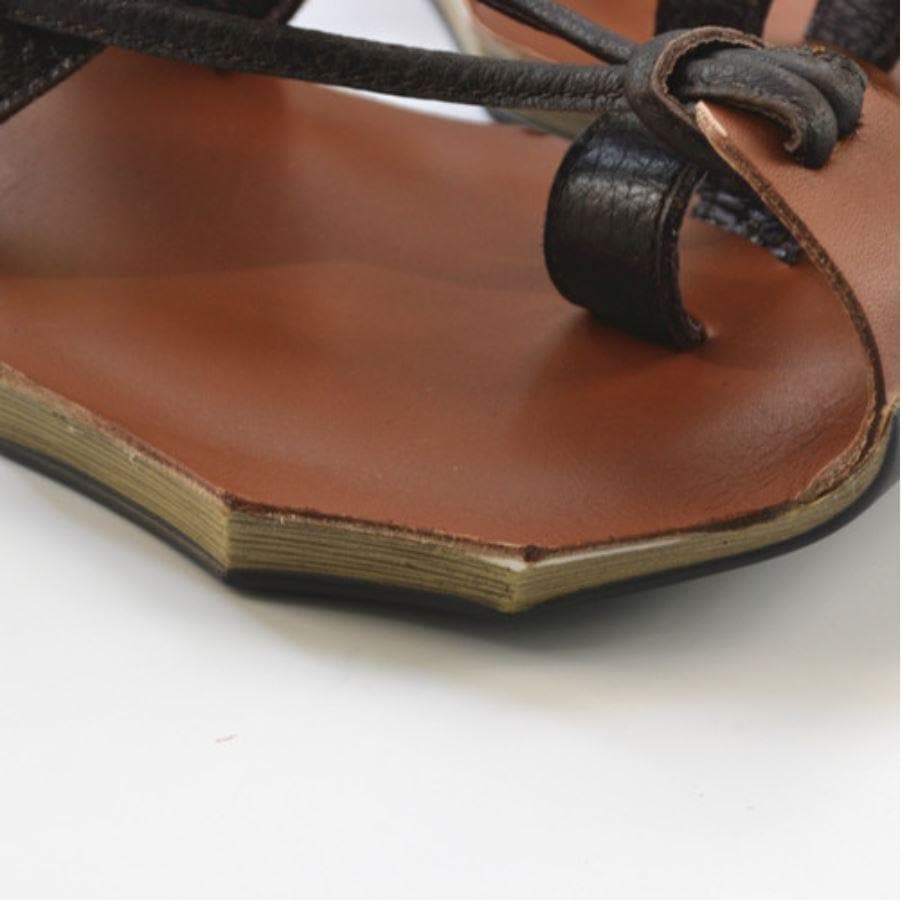 Curved Retro Leather Sandals -  - DINIBLO 