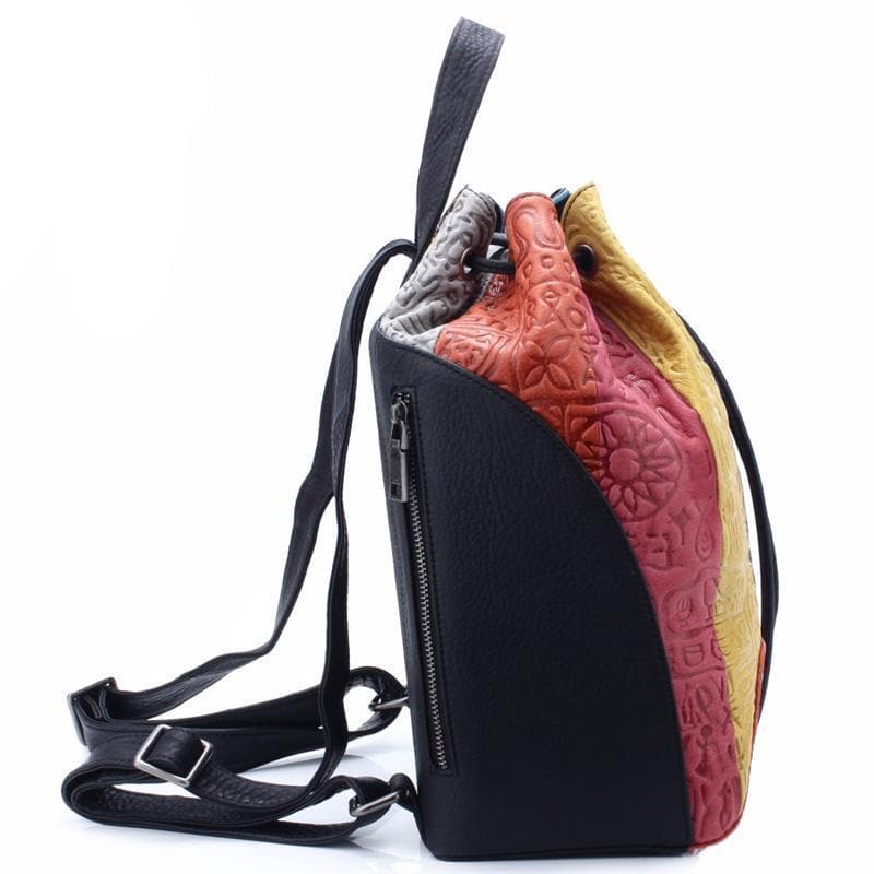 Colorful Leather Embossed String Backpack -  - DINIBLO 