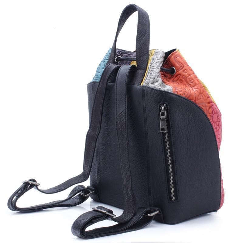 Colorful Leather Embossed String Backpack -  - DINIBLO 