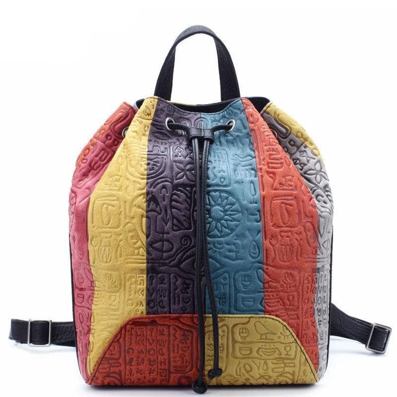 Colorful Leather Embossed String Backpack -  - DINIBLO 