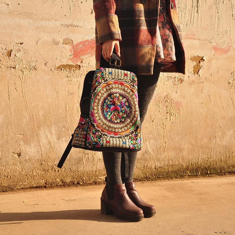 Tibet Mandala Embroidered Backpack -  - DINIBLO 