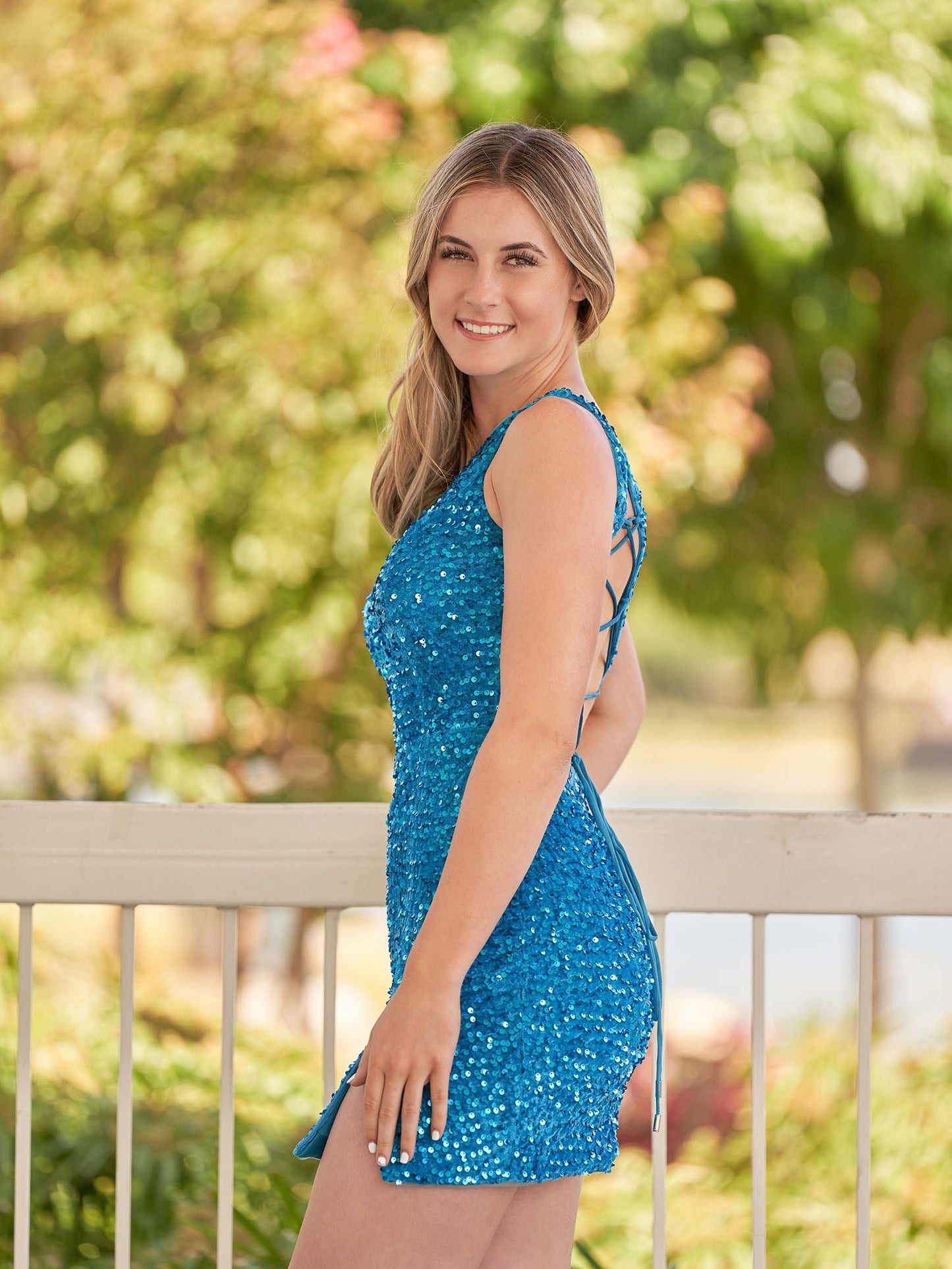 Cate | Sheath One Shoulder Blue Sequin Homecoming Dress With Slit - Homecoming Dresses - DINIBLO 