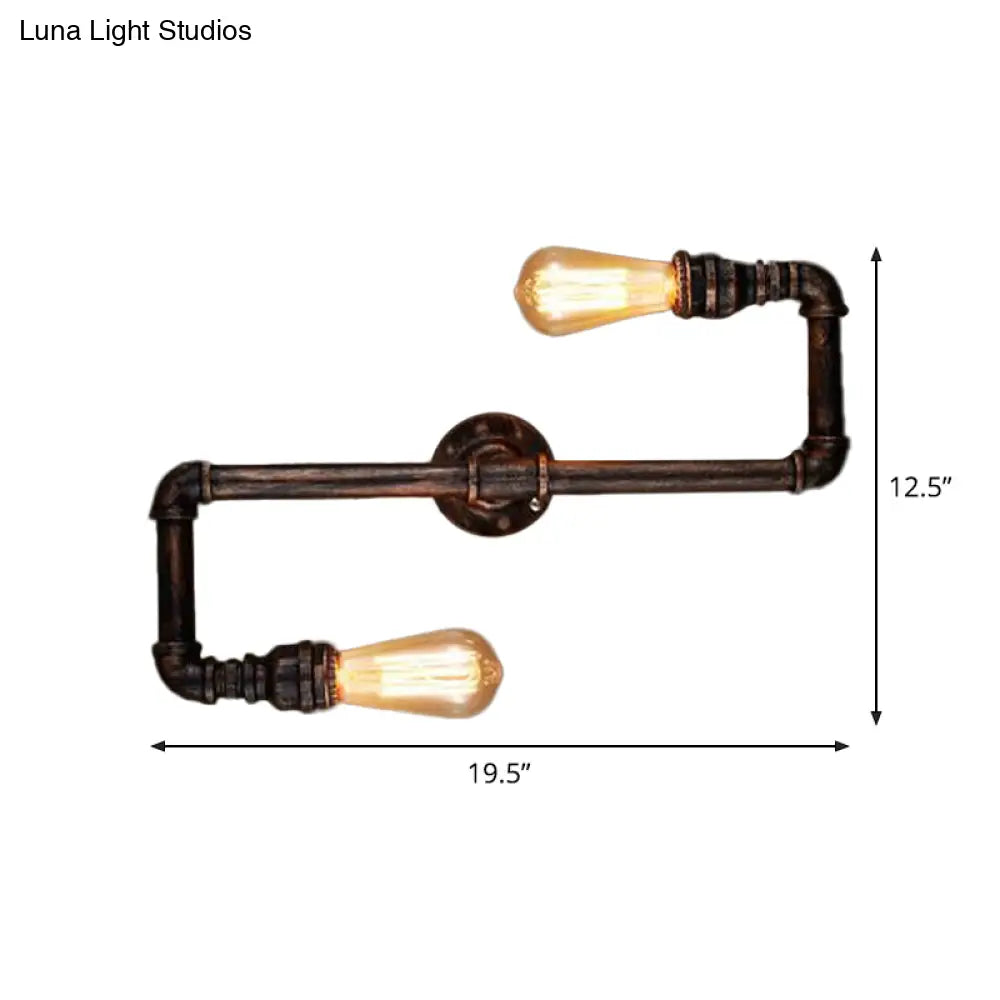 Cyberpunk Bronze Finish Iron Wall Mounted Lamp - 2 Heads Tortuous Pipe Wall Light Kit for Restaurants -  - DINIBLO 