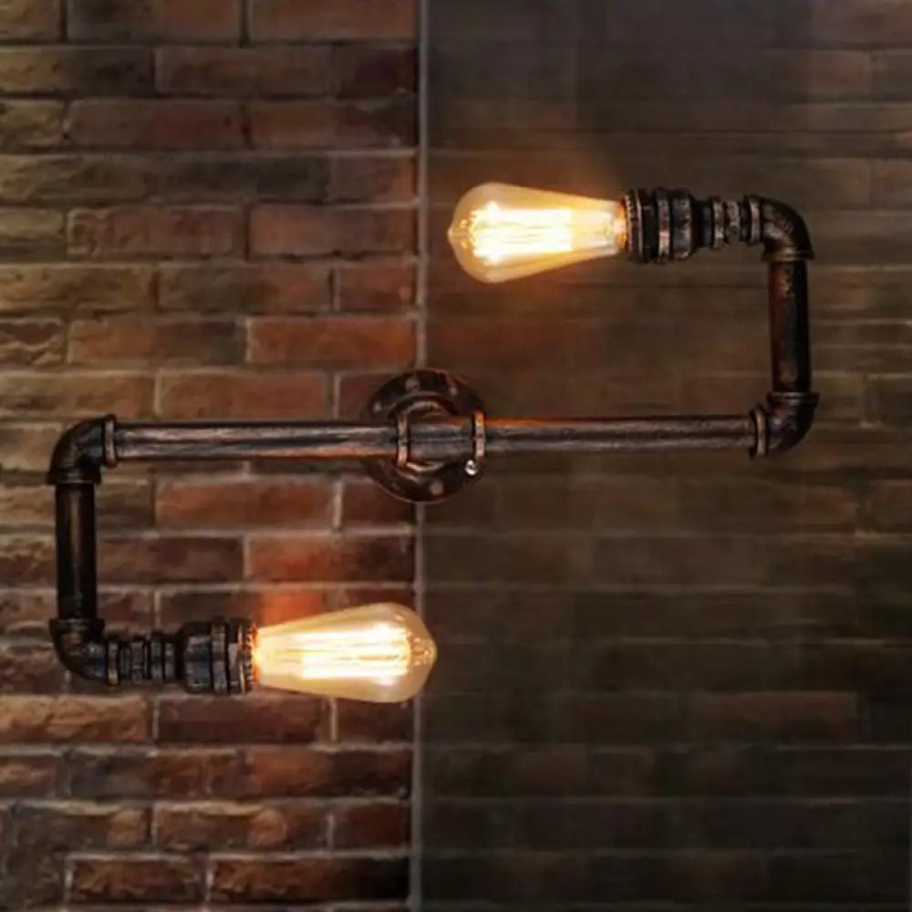 Cyberpunk Bronze Finish Iron Wall Mounted Lamp - 2 Heads Tortuous Pipe Wall Light Kit for Restaurants -  - DINIBLO 