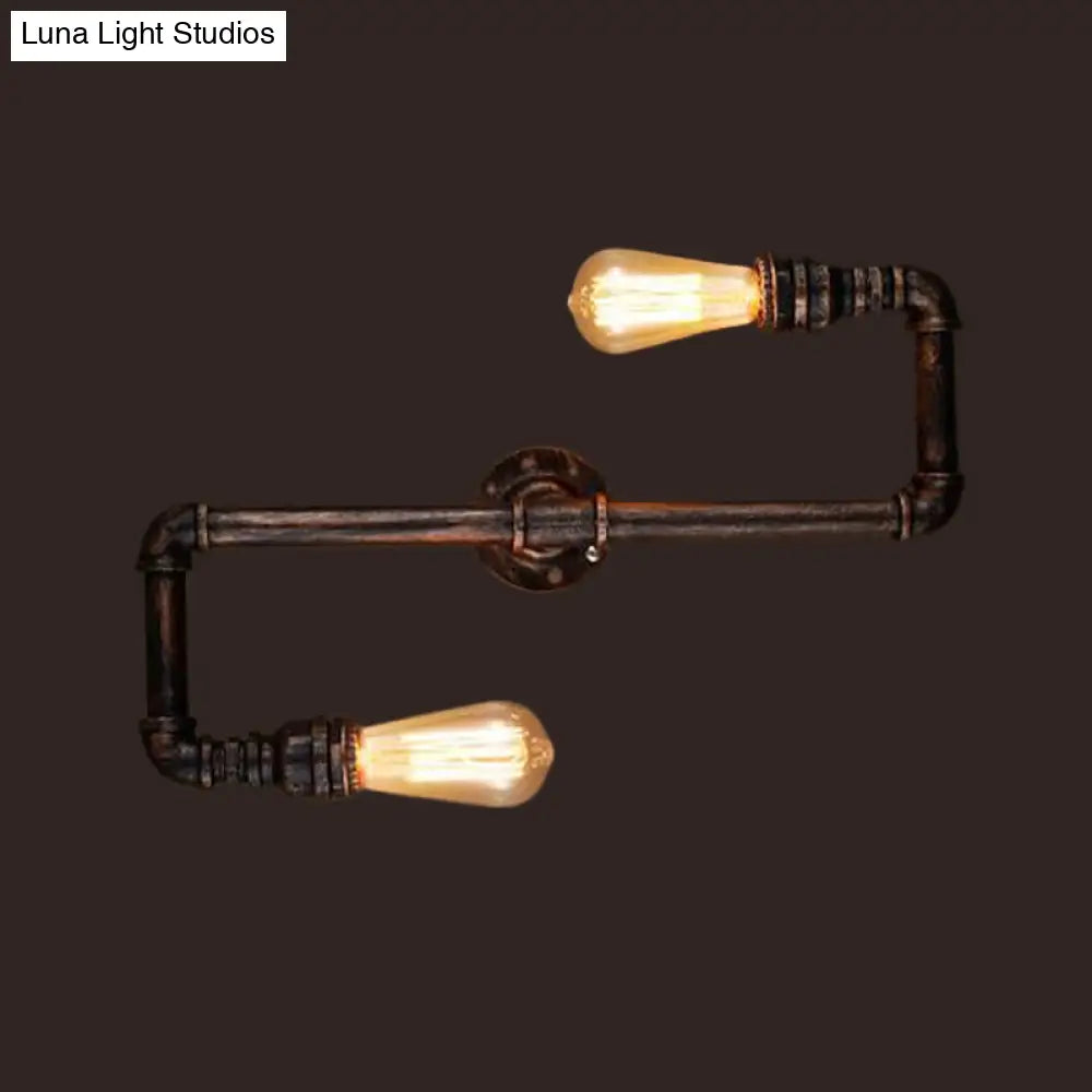 Cyberpunk Bronze Finish Iron Wall Mounted Lamp - 2 Heads Tortuous Pipe Wall Light Kit for Restaurants -  - DINIBLO 