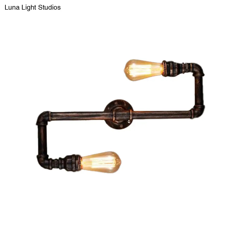 Cyberpunk Bronze Finish Iron Wall Mounted Lamp - 2 Heads Tortuous Pipe Wall Light Kit for Restaurants -  - DINIBLO 