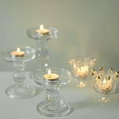 Clear Glass Candle Holder Elegant Pillar Taper Candlesticks Set of 3 - Home Decor > Candle holders & Lanterns > Candles & Candle holders - DINIBLO 