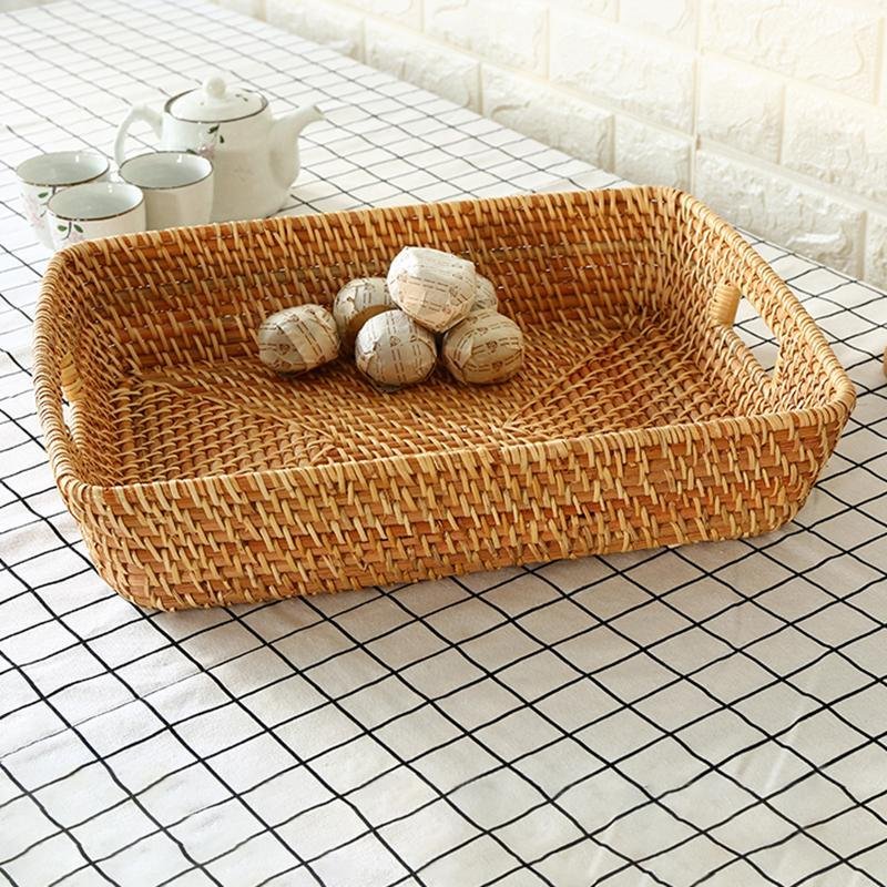 Expertly Woven Rectangular Storage Tray With Expanding Borders - Organization > Storage Containers > Storage Trays - DINIBLO 