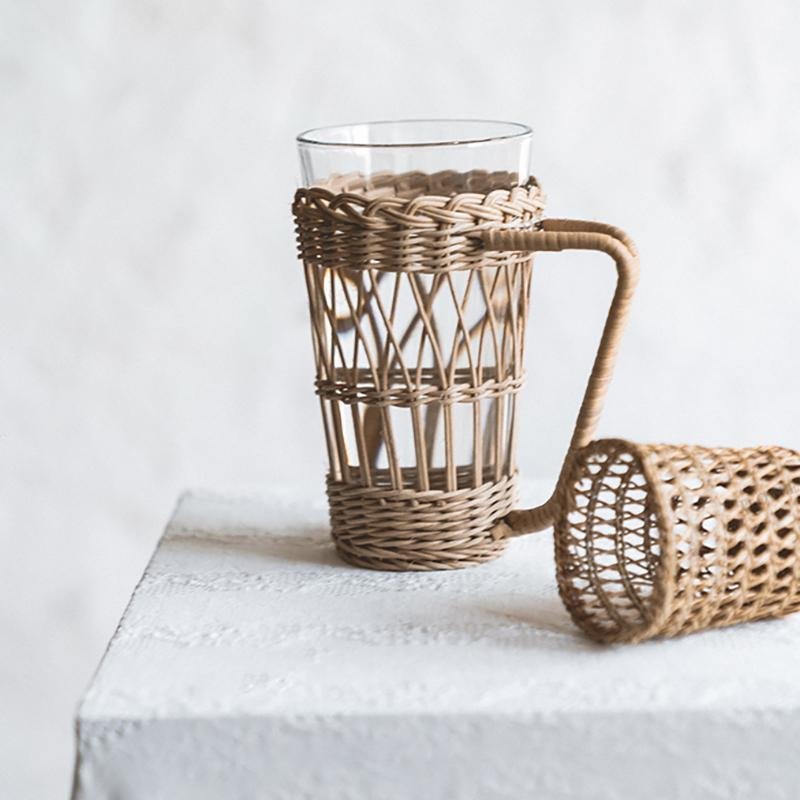 Rustic Wicker Glass Holder for Cup - Home Decor > Home Accessories > Decorative Objects - DINIBLO 