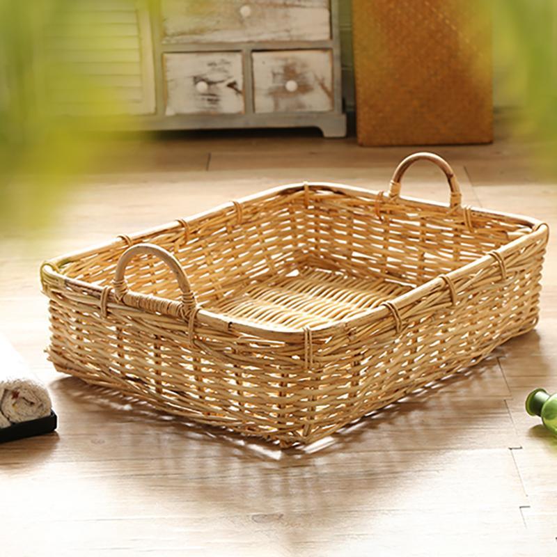 Rattan Storage Serving Tray for Living Room - Organization > Storage Containers > Storage Trays - DINIBLO 