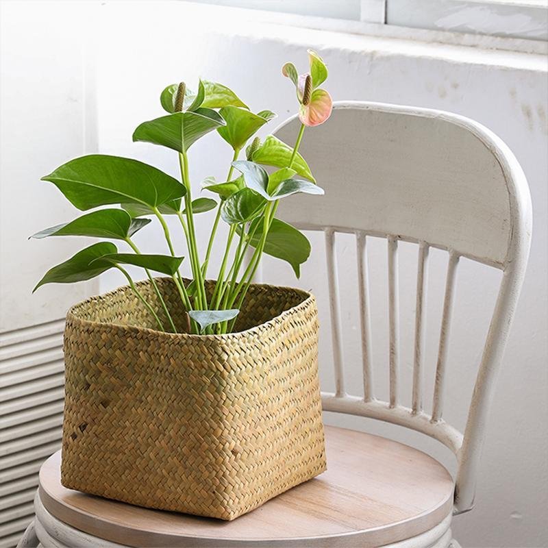 Rustic Natural Handwoven Square Box/Totes With Lid - Organization > Storage Containers > Storage Baskets & Bins & Boxes - DINIBLO 