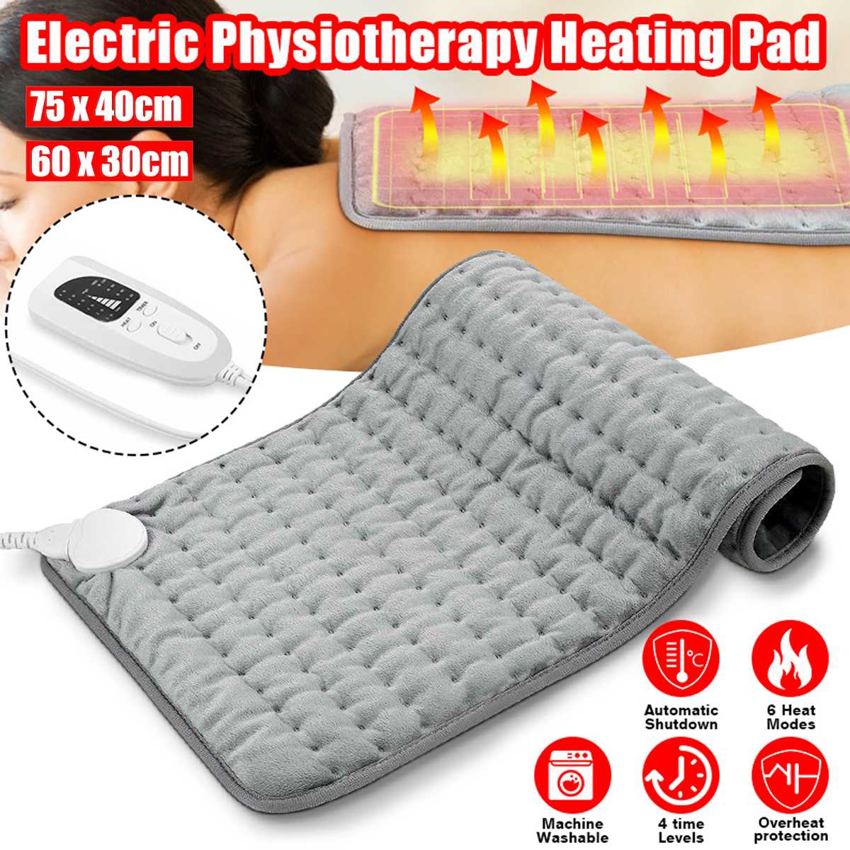 Electric Pain Relief Heating Pad with Optimized 6 Levels of Temperature and Timer - Personal Care - DINIBLO 