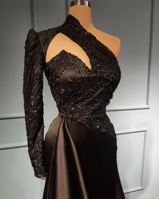 Elegant Evening Dresses Long Black | Prom dresses with sleeves - Prom Dresses - DINIBLO 