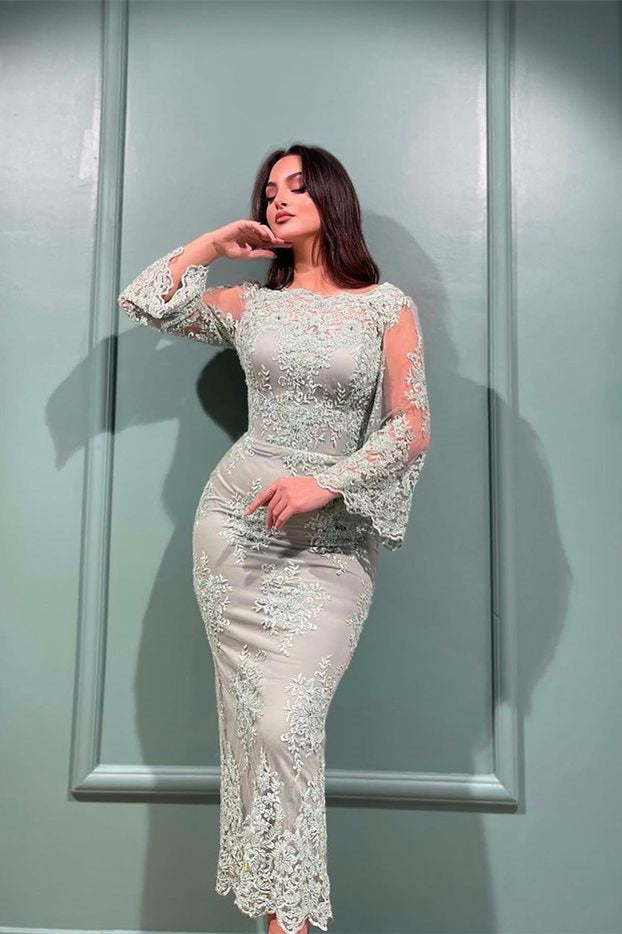 Elegant Lace Mermaid Evening Dresses With Long Sleeves - Prom Dresses - DINIBLO 