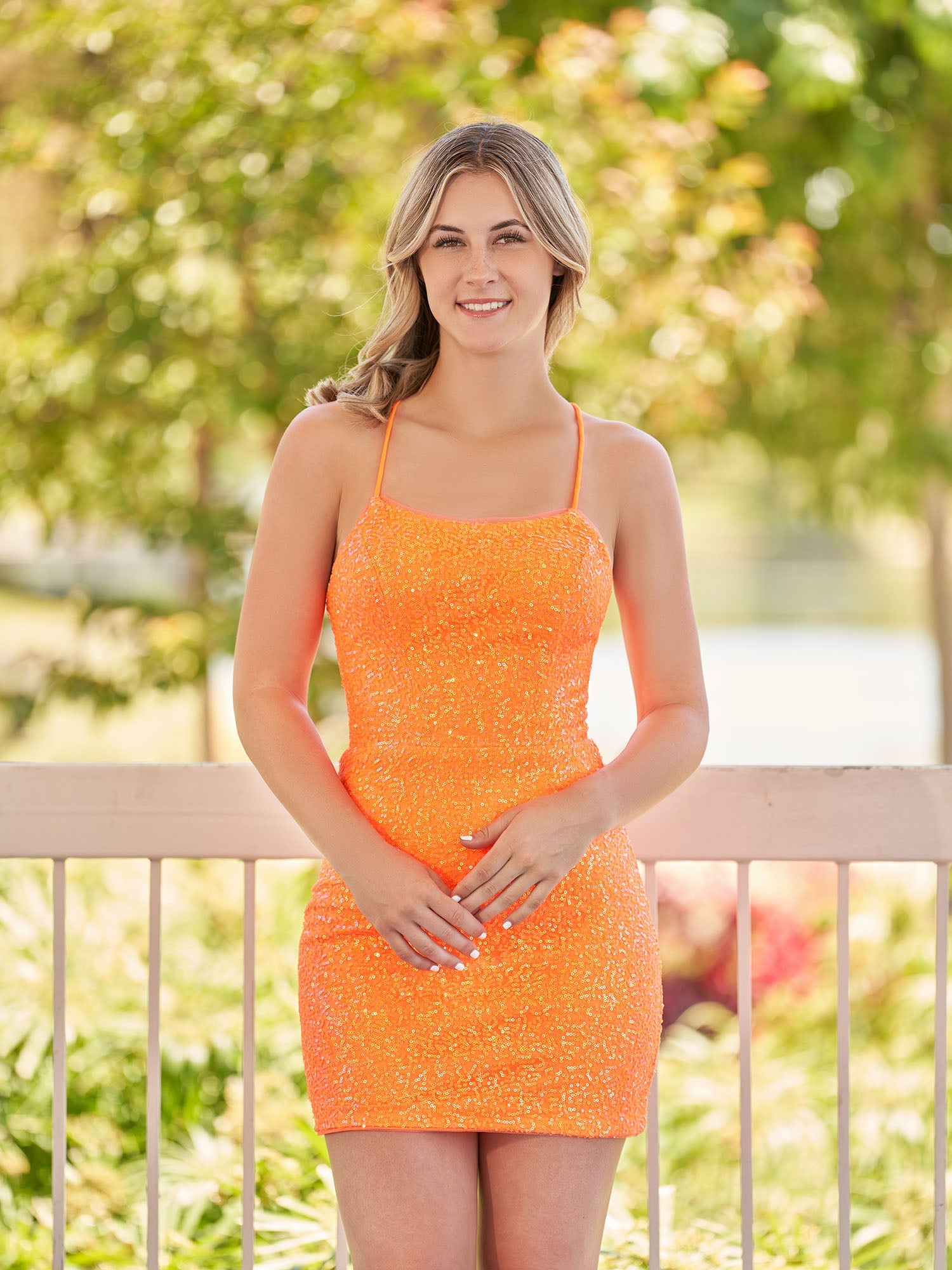 Esme | Bodycon Short Orange Scoop Neck Sequins Homecoming Dress - Homecoming Dresses - DINIBLO 