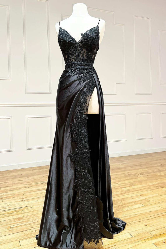 Beatrice |Sheath Black Long Appliques Prom Dress - Prom Dress - DINIBLO 