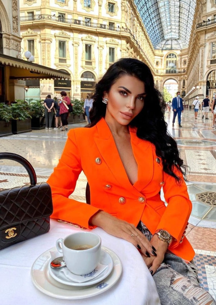 Double-breasted Orange Blazer -  - DINIBLO 