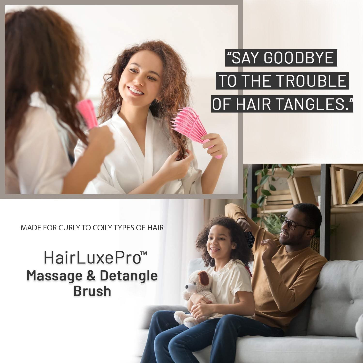 HairLuxePro™ Massage & Detangle Brush - for Curly Hairlocks - - Beauty And Personal Care - DINIBLO 