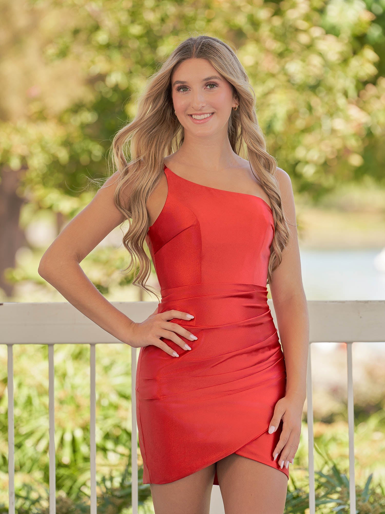 Hazel | Sheath Red One Shoulder Satin Tight Homecoming Dress - Homecoming Dresses - DINIBLO 