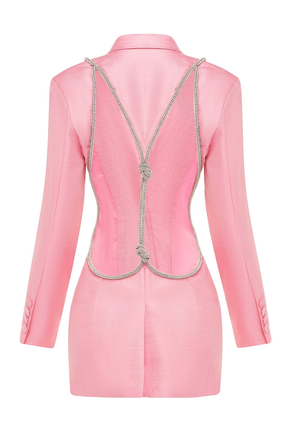 Pink Backless Diamond Blazer -  - DINIBLO 