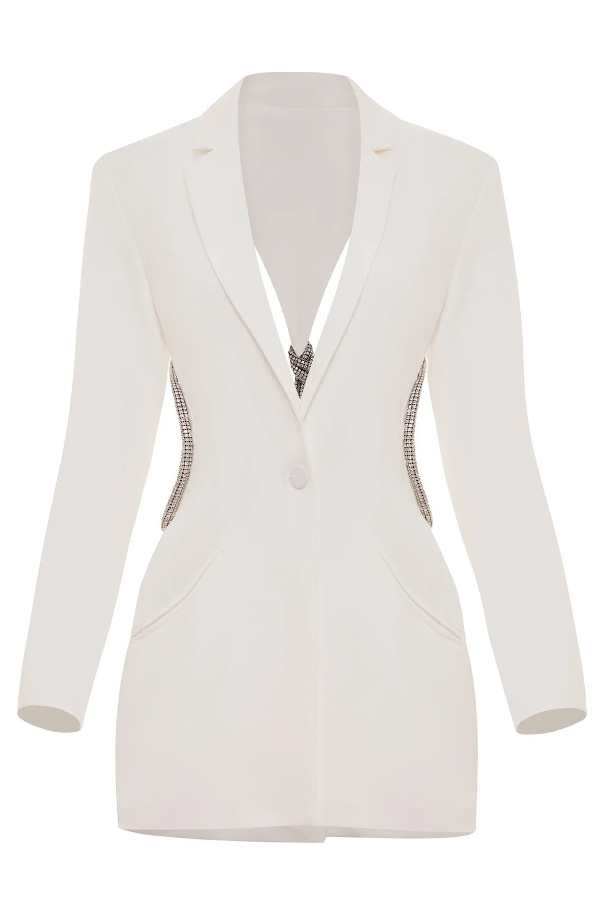 White Backless Diamond Blazer -  - DINIBLO 