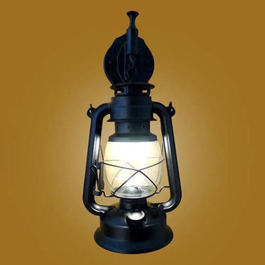 Industrial 1-Light Wall Lamp with Lantern Glass Shade in Black -  - DINIBLO 