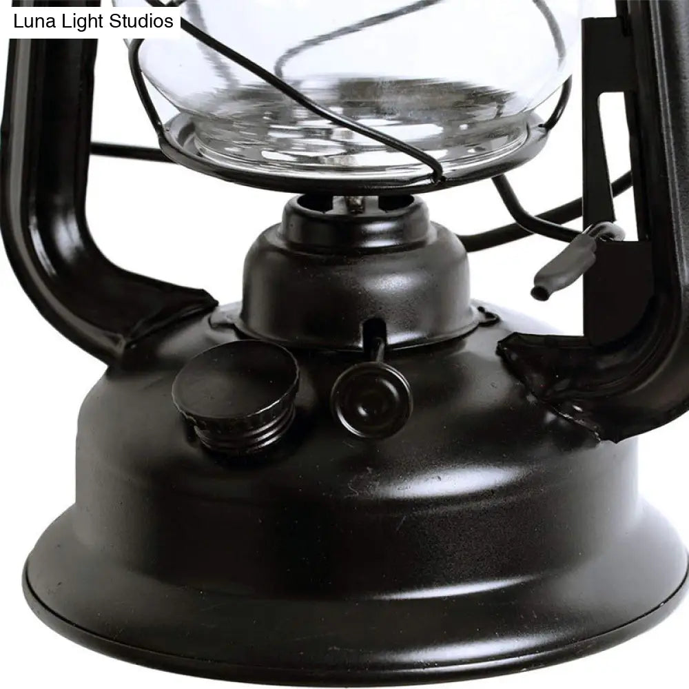 Industrial 1-Light Wall Lamp with Lantern Glass Shade in Black -  - DINIBLO 