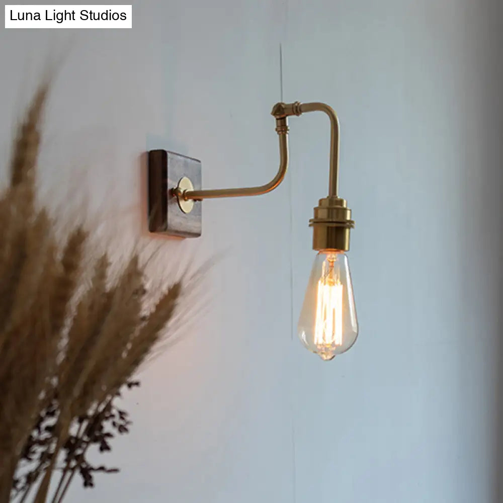 Industrial Adjustable Wall Light Fixture - Metal Gold Plated Sconce Lighting, Faucet-Like Design -  - DINIBLO 