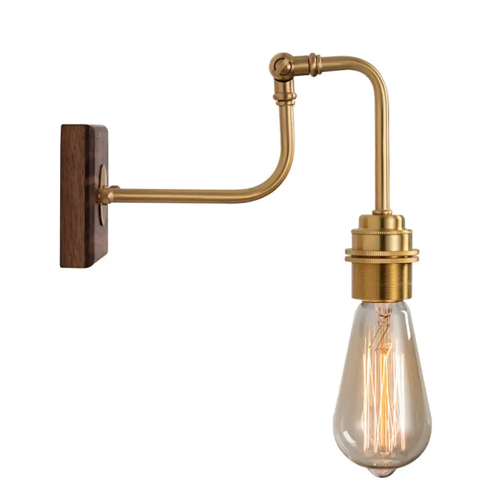 Industrial Adjustable Wall Light Fixture - Metal Gold Plated Sconce Lighting, Faucet-Like Design -  - DINIBLO 