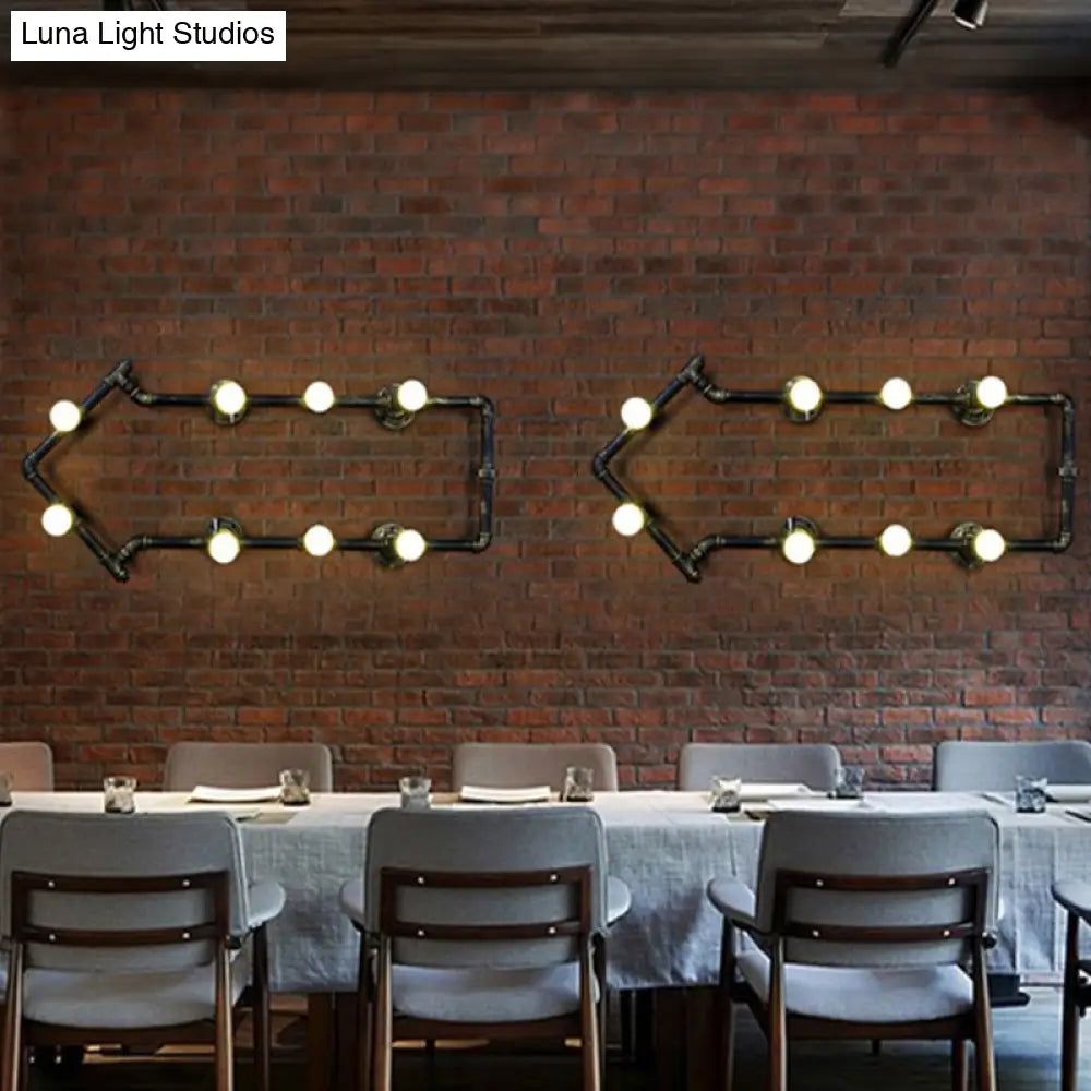 Industrial Arrow-Shaped 8-Light Wall Sconce in Black/Bronze for Restaurants -  - DINIBLO 