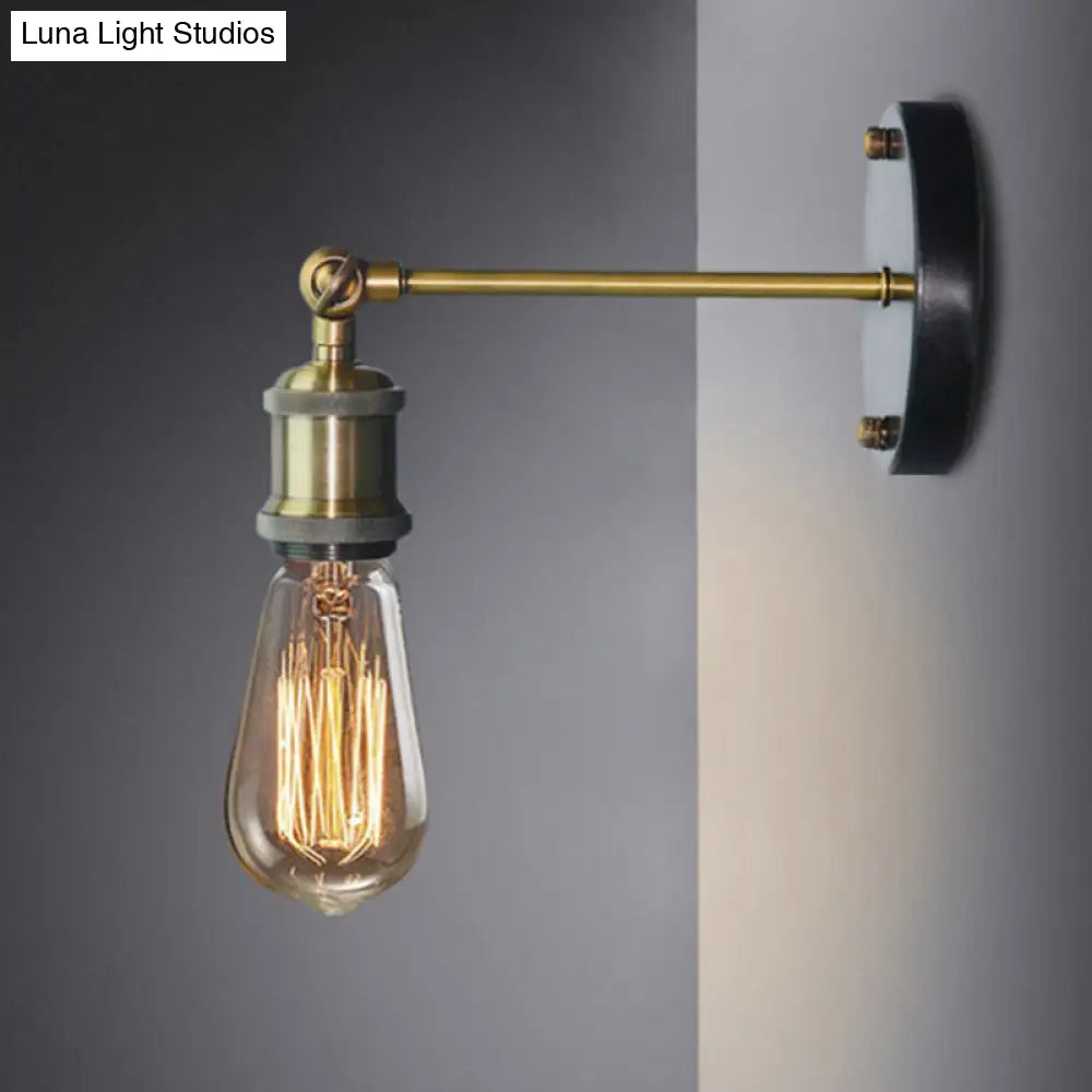 Industrial Brass Wall Light with Adjustable Joint - Naked Bulb Sconce Fixture -  - DINIBLO 