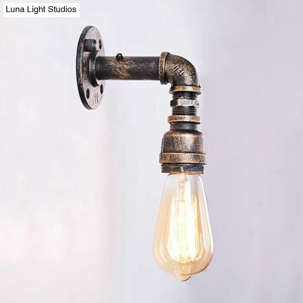 Industrial Bronze Metal Wall Sconce - Right Angle, Bedroom Wall Mount Lamp with 1 Head -  - DINIBLO 