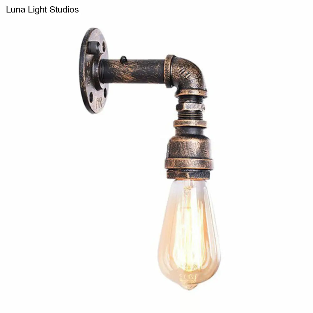 Industrial Bronze Metal Wall Sconce - Right Angle, Bedroom Wall Mount Lamp with 1 Head -  - DINIBLO 