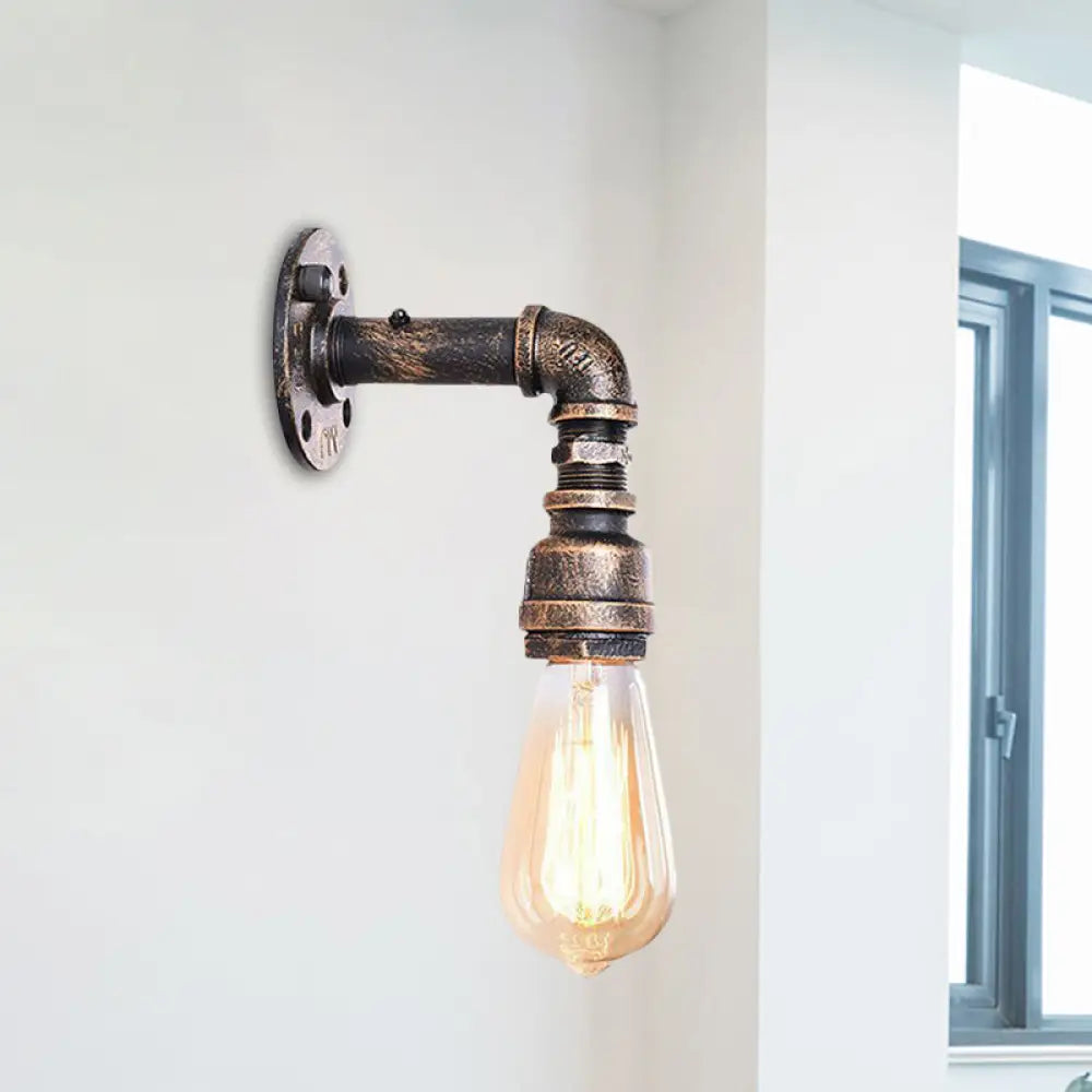 Industrial Bronze Metal Wall Sconce - Right Angle, Bedroom Wall Mount Lamp with 1 Head -  - DINIBLO 