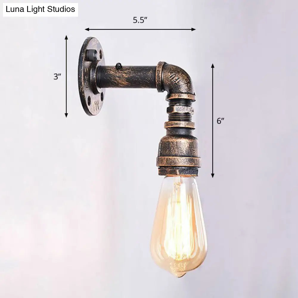 Industrial Bronze Metal Wall Sconce - Right Angle, Bedroom Wall Mount Lamp with 1 Head -  - DINIBLO 