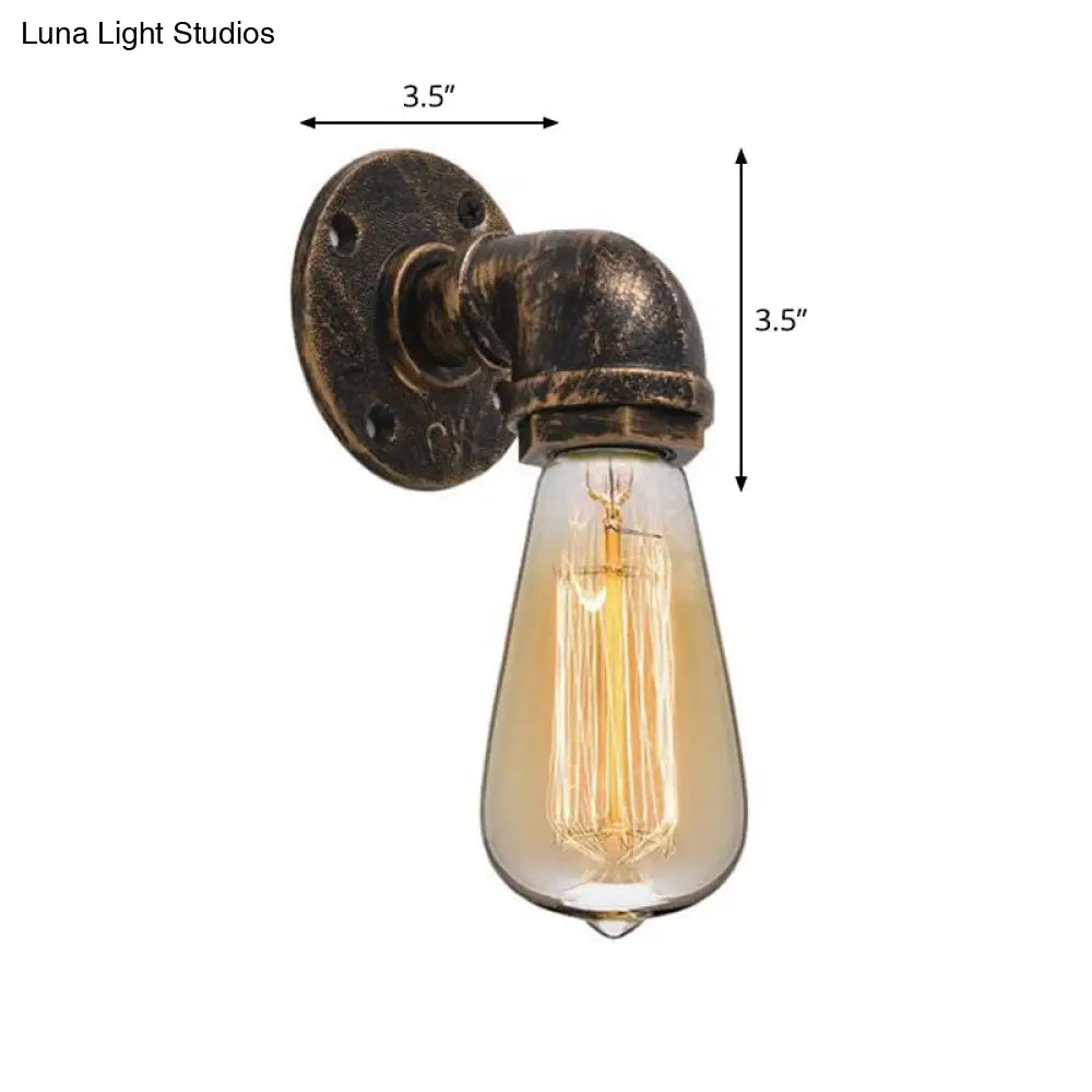 Industrial Bronze Pipe Kitchen Wall Lamp with Bare Bulb Design - Single Metal Wall Mount Lighting -  - DINIBLO 