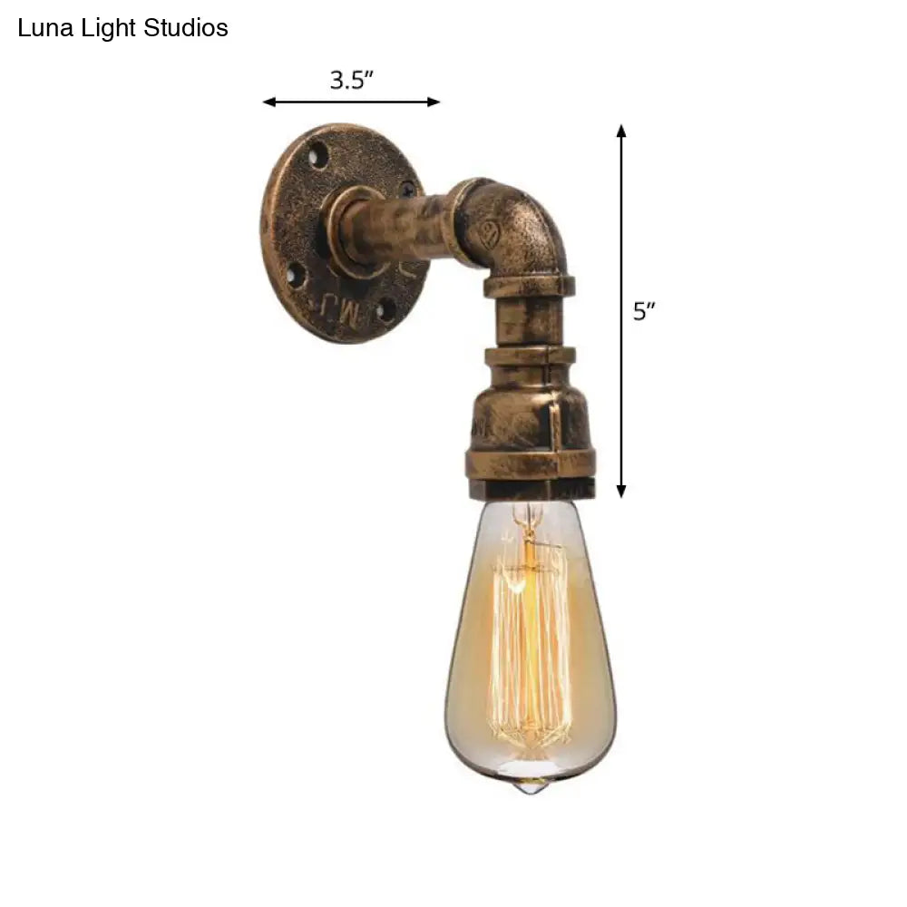 Industrial Bronze Pipe Kitchen Wall Lamp with Bare Bulb Design - Single Metal Wall Mount Lighting -  - DINIBLO 