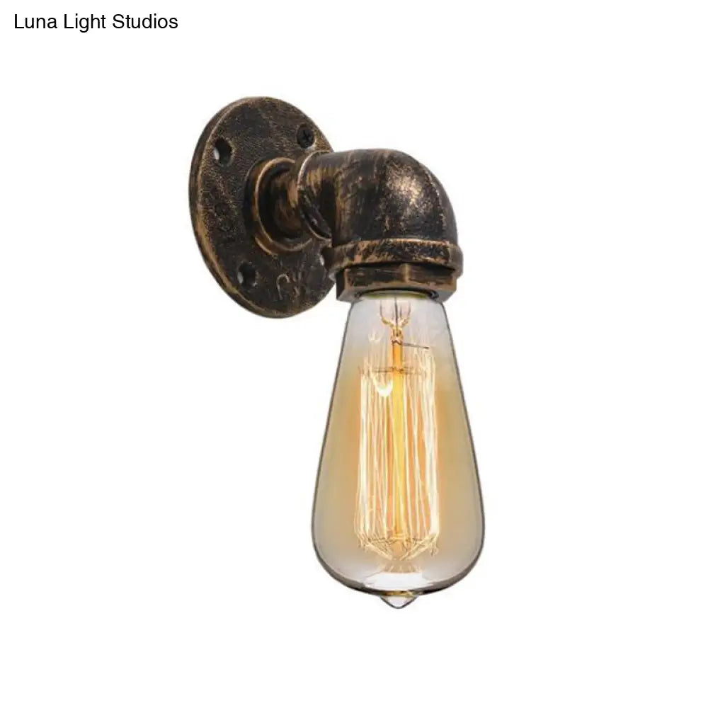 Industrial Bronze Pipe Kitchen Wall Lamp with Bare Bulb Design - Single Metal Wall Mount Lighting -  - DINIBLO 