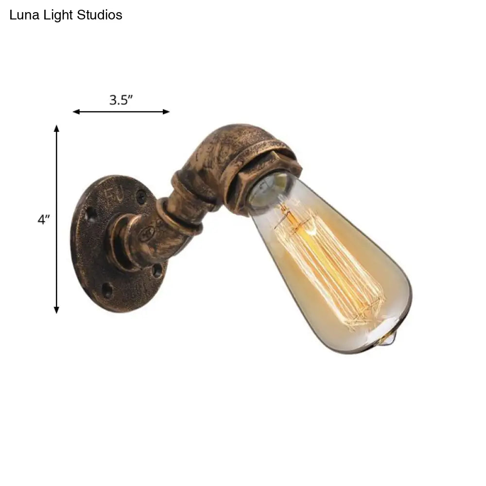 Industrial Bronze Pipe Kitchen Wall Lamp with Bare Bulb Design - Single Metal Wall Mount Lighting -  - DINIBLO 