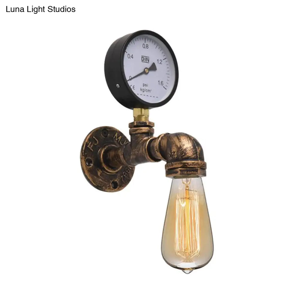 Industrial Bronze Pipe Kitchen Wall Lamp with Bare Bulb Design - Single Metal Wall Mount Lighting -  - DINIBLO 