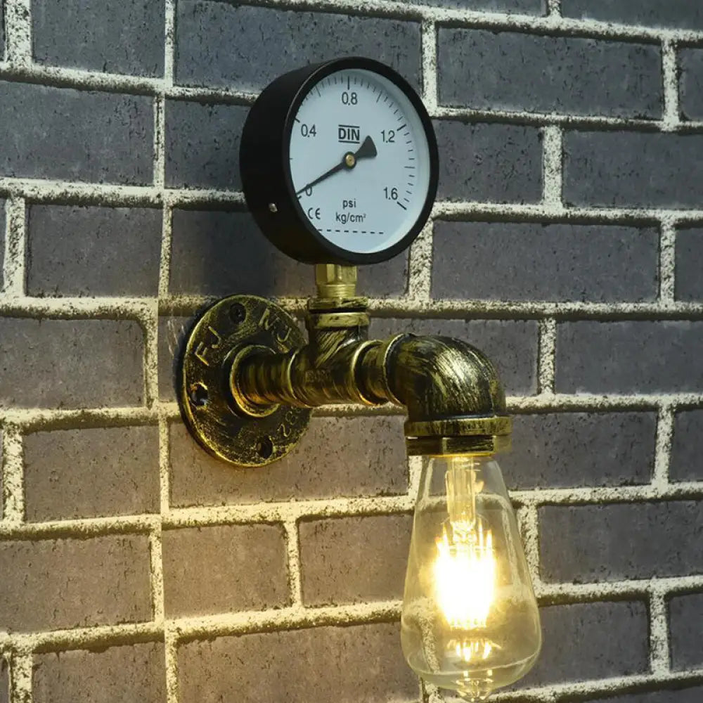 Industrial Bronze Pipe Kitchen Wall Lamp with Bare Bulb Design - Single Metal Wall Mount Lighting -  - DINIBLO 