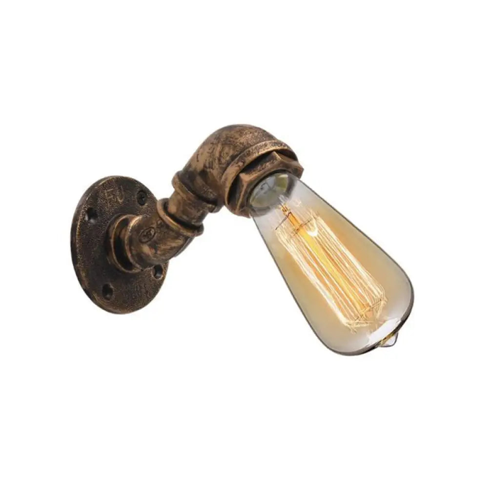 Industrial Bronze Pipe Kitchen Wall Lamp with Bare Bulb Design - Single Metal Wall Mount Lighting -  - DINIBLO 