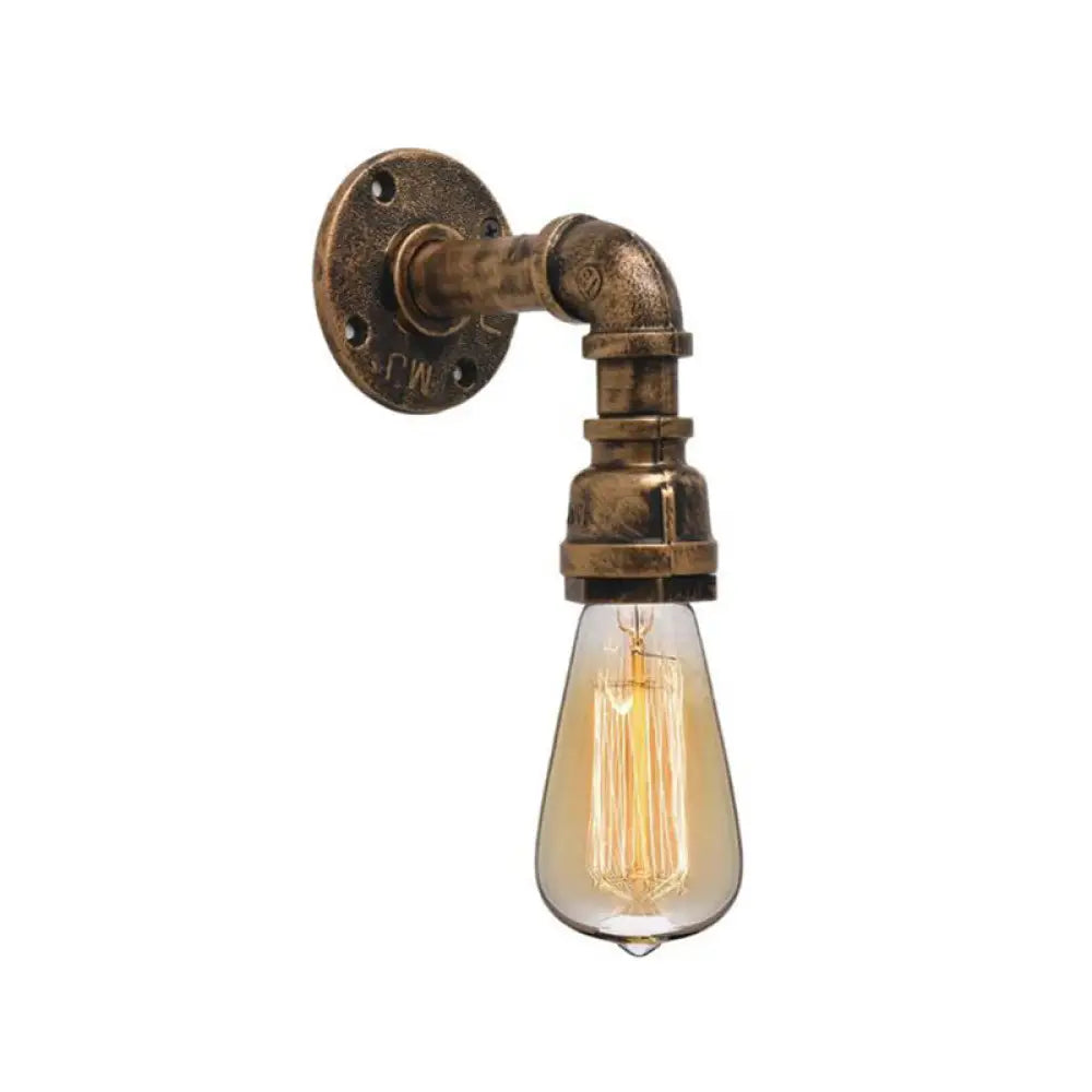 Industrial Bronze Pipe Kitchen Wall Lamp with Bare Bulb Design - Single Metal Wall Mount Lighting -  - DINIBLO 