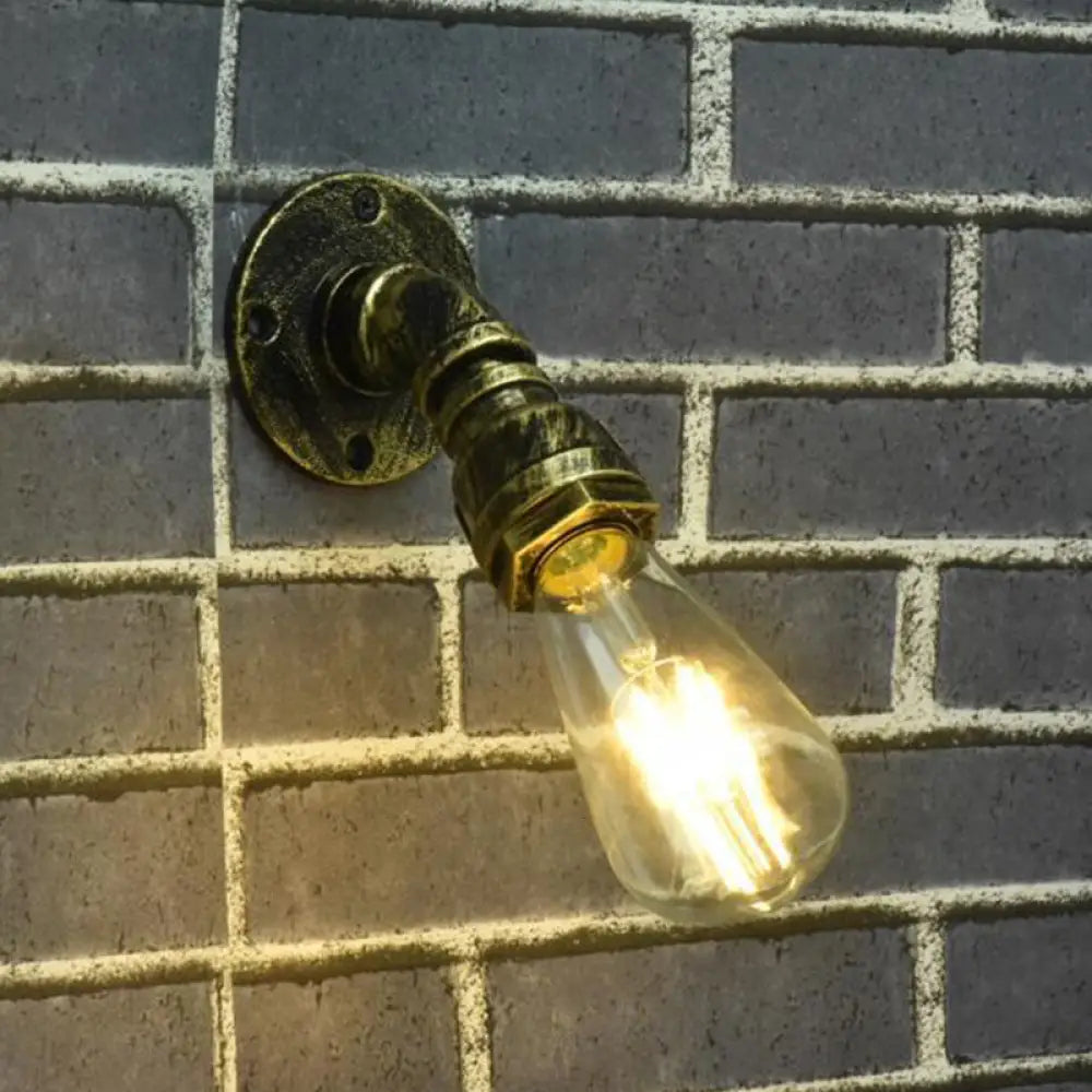 Industrial Bronze Pipe Kitchen Wall Lamp with Bare Bulb Design - Single Metal Wall Mount Lighting -  - DINIBLO 