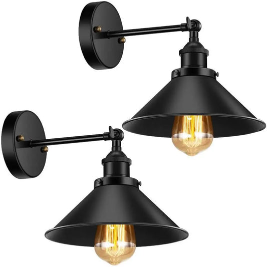 Industrial Conical Wall Light Sconce: Swivelable 1-Light Reading Lamp with Plug-in Cord -  - DINIBLO 