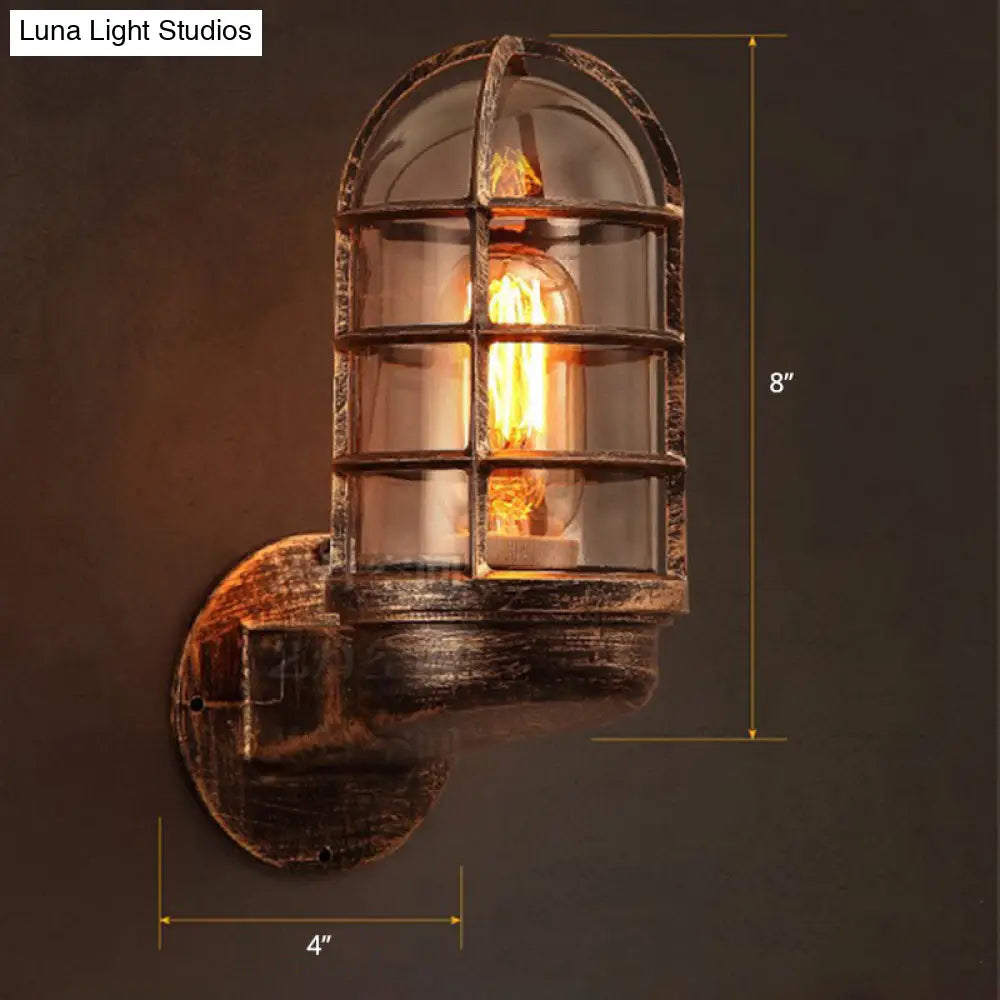 Industrial Half-Capsule Glass Wall Lamp - Bathroom Sconce Lighting Fixture -  - DINIBLO 